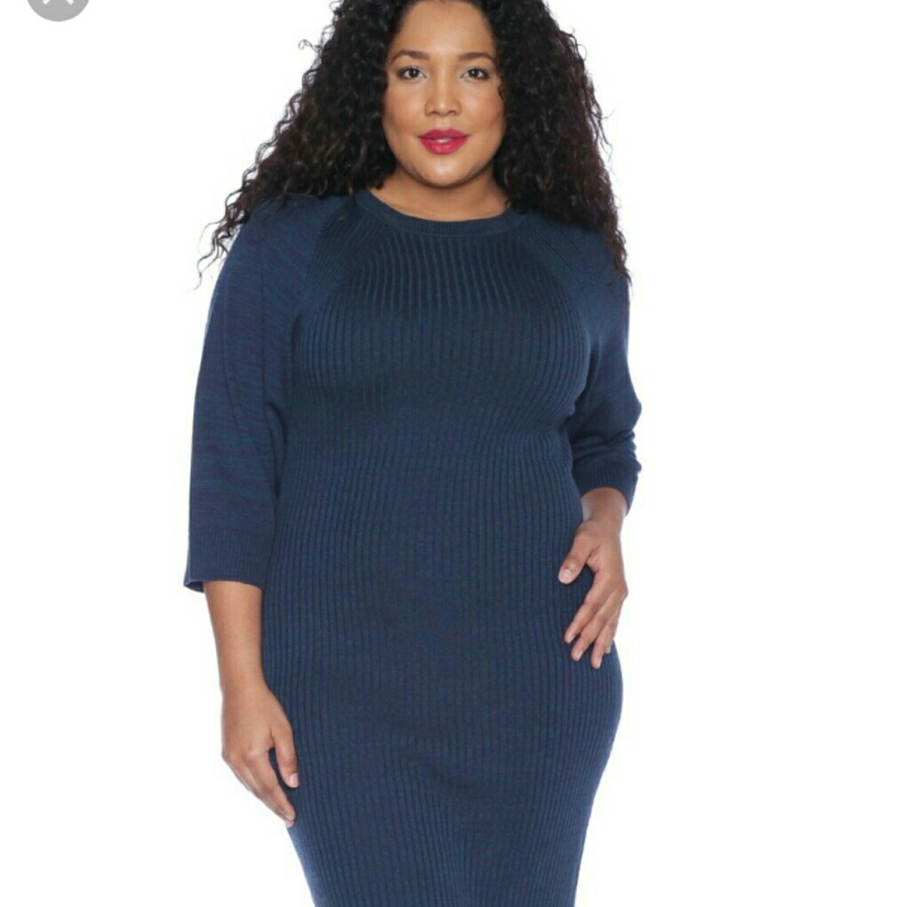 Deep blue sweater dress